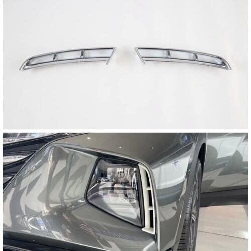 ABS Chrome Headlight Anti-fog Kit Headlights Air Intake Trim Car Exterior Styling Accessories For Hyundai Tucson Hybrid 2021