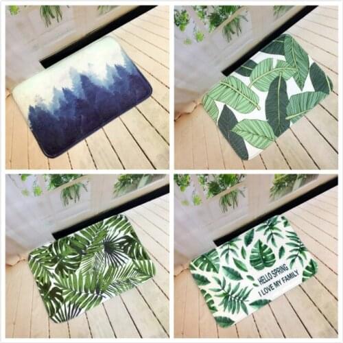 Mats Anti Slip Floor Green plants Leaf Carpet Printed Pattern Door Mat Carpet Rug for Bathroom Door Living Room