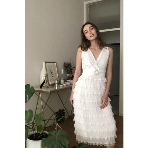 Trendyol Pearl Arched Lace Dress TPRSS20EL1476