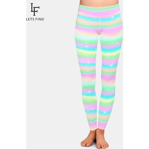 LETSFIND New Arrival Woman Pants 3D Watercolor Stripes Print Fitness Leggings High Waist Plus Size Soft Slim Girl Leggings