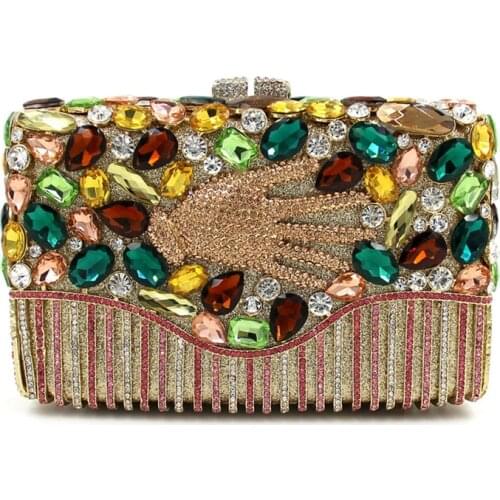 Fashion Multi-Color Rhinestone Clutches Crystal Womens Bag High Quality Red/Pink/White Diamond Lady Mini Purse And Handbags