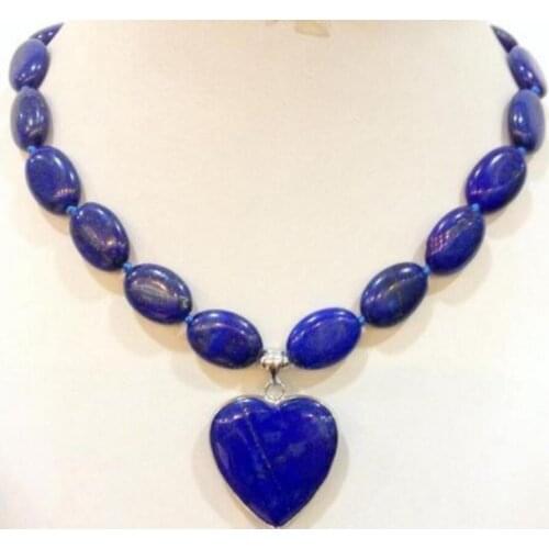 Fashion jewelry New natural lapis lazuli heart pendant necklace 18