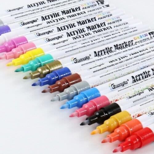 12/18 Colors 0.7mm Acrylic Paint Marker pen Art Marker Pen for Ceramic Rock Glass Porcelain Mug Wood Fabric Canvas Painting