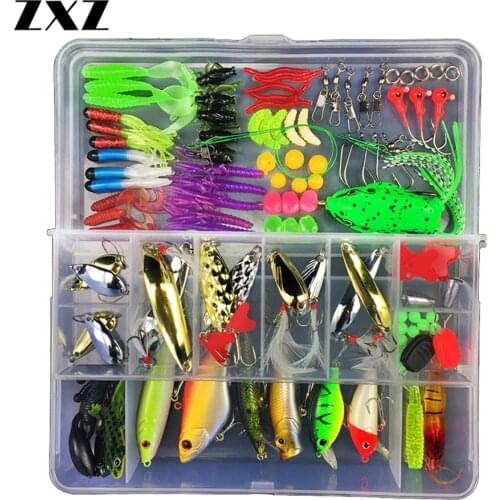Fly Fishing Lures Set 28/88/105/141Pcs Minnow Pliers Spoon Minnow Hooks plier Fish Lures Kit In Box Isca Artificial Bait Gear W3