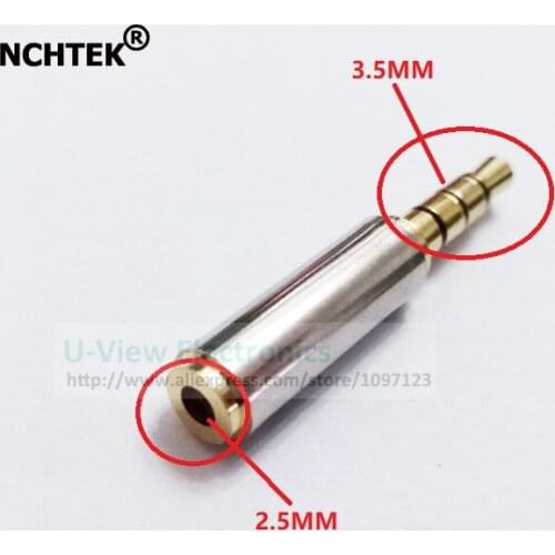 NCHTEK Golden Plated 4Poles 3.5mm Male to 2.5mm Female Audio Stereo Headphone Jack Adapter Converter/Free Shipping/10PCS