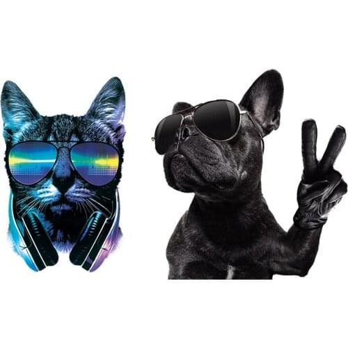 NEW Cool Animal Thermal Patches For Clothing Diy Decoration Iron Applique Sunglasses Dog Figure Patches Heat Transfer Stickers