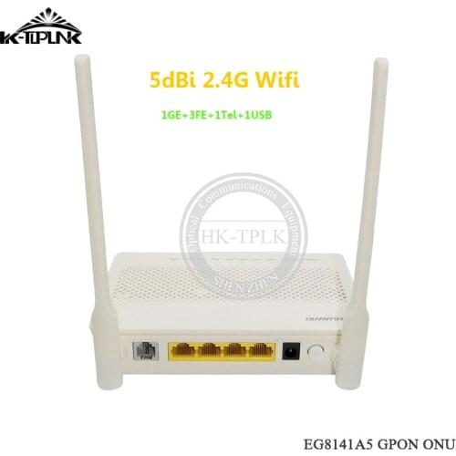 5pcs Original Hua Wei EG8141A5 Gpon ONU FTTH Modem Router 1GE+3FE+1Tel+1USB+Wifi 5dBi With English Firmware Bare Metal + Adapter