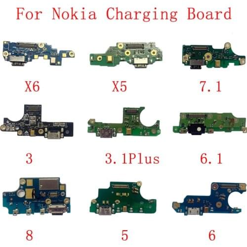 Original USB Charging Port Connector Board Parts Flex Cable For Nokia 3 3.1 5 6 X5 7.1 6.1 8 8 Sirocco 9 PureView