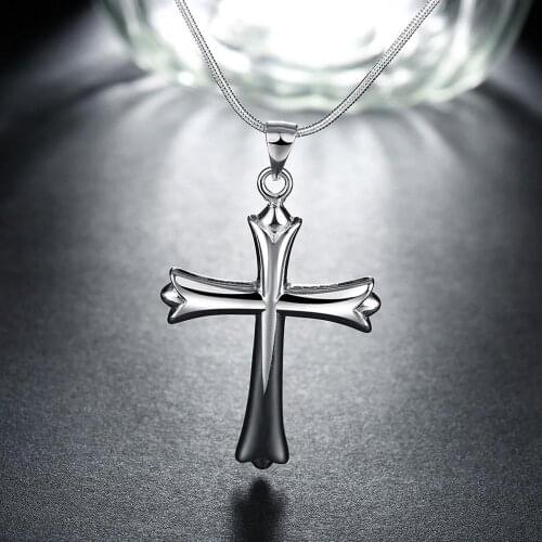100% 925 Sterling Silver Necklace For Women luxury Jewelry Classic cross Pendant lady fine Christmas gifts Wedding party