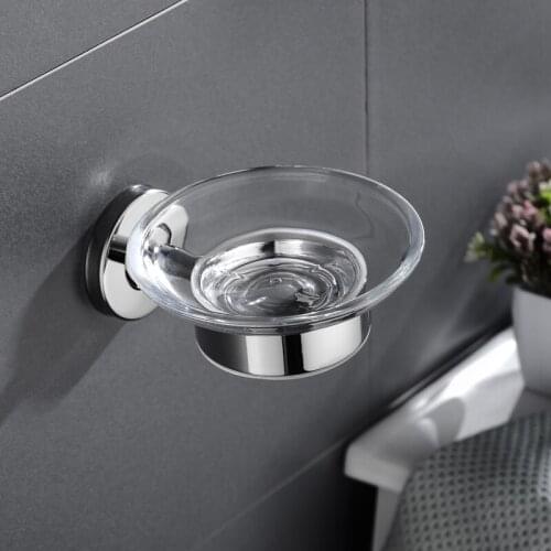 Stainless Steel Soap Dish Bathroom Storage Soap Rack Plate Box Glass Tray Wall Mounted Soap Storage Rack Holder