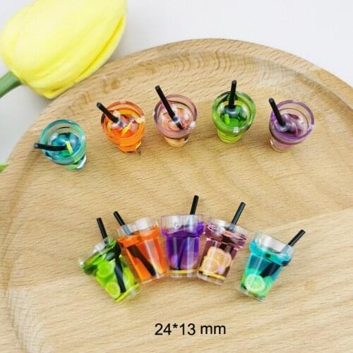 10pcs 3D Lemon Beverage Bottle Resin Charms Little Transparent Cup Earring Pendants Craft Fit Jewelry Diy Findings Handmade