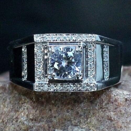 Deluxe Classic 925 Standard Sterling Silver White Diamond Creative Male Ring Wedding Wedding Love Ring Size 5-13