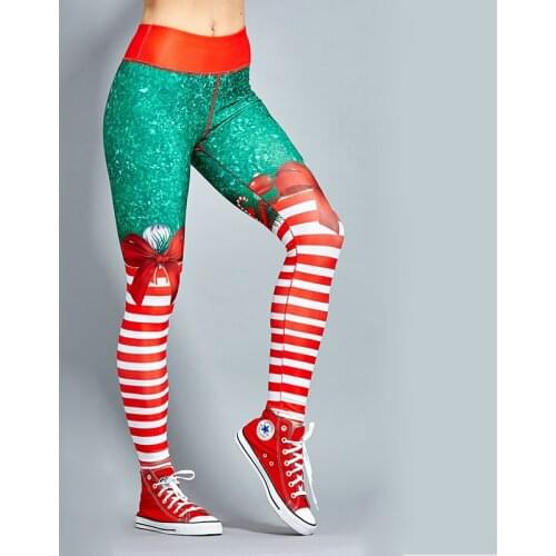 Ogilvy Mather Christmas Printing Leggings Put Hip Elastic High Waist Leggings Breathable Christmas Pants Women Fitness Leggings
