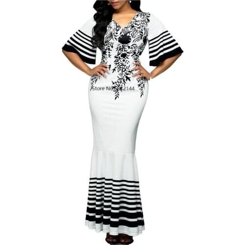 S-5XL Plus Size African Dresses For Women African Clothes Africa Dress Print polyester Ladies Clothing Africa Women Dress