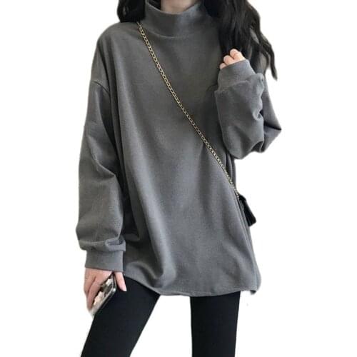 Autumn Winter New Womens Sweaters Turtleneck Long Sleeve Casual Knitted Jumper Fashion Loose-fitting Pullover Sweater Female