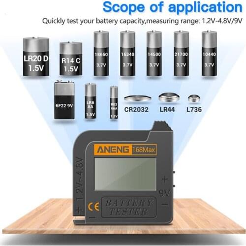 Battery Tester 1A Digital Display Battery Checker Plastic Portable Button Cell Capacity Analyzer AAA AA Button Cell