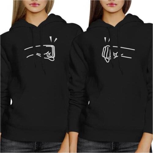 Skuggnas BFF Fist Bump Funny Graphic Cotton Hoodie Long Sleeved Fashion Couples Hoody Spring Autumn Matching Hoodie Drop Ship