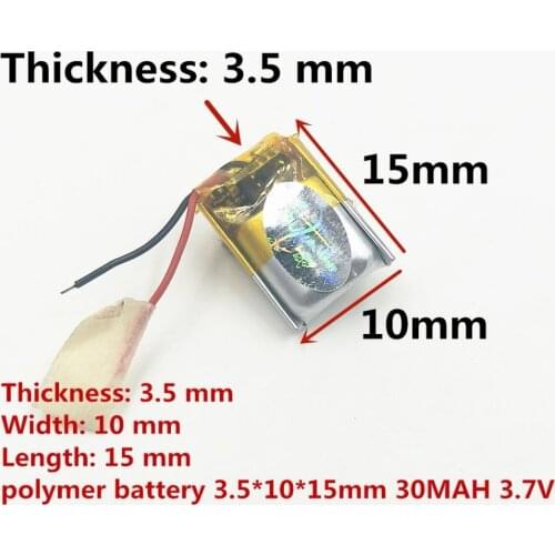 351015 30MAH 3.7V 3D glasses smart watches Bluetooth headset anti drop device lithium battery factory direct