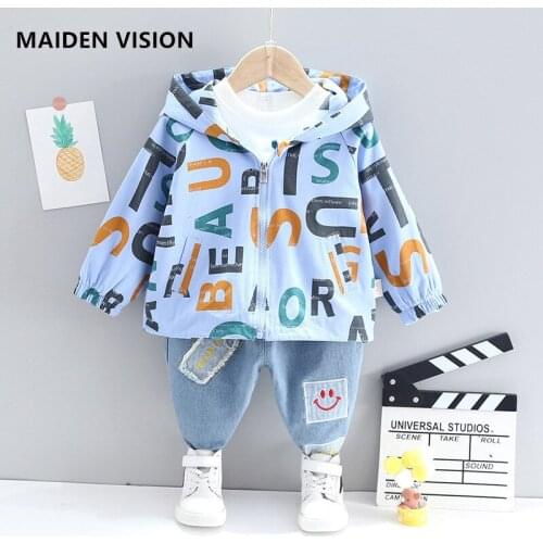 Spring Kid Boy Girl Clothing New Casual Tracksuit Letter zipper Hooded Jacket Sets Infant Clothes Baby Pants 1 2 3 4 5Years