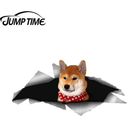 Jump Time 13cm x 5.8cm Dog Shiba Inu Dog Pet Decal Graphic Vinyl Decal Car Window Laptop Bumper Animal Car Stickers