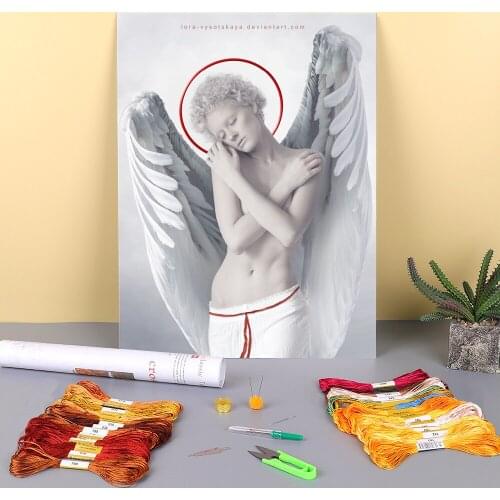 Woman Girl Pre-Printed 11CT Cross-Stitch DIY Embroidery Patterns DMC Threads Handiwork Knitting Painting Handmade Wholesale