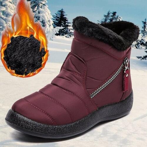 Women Boots Warm Zip Ankle Boots For Woman Waterproof Winter Short Boots Ladies Shoes Low Heels Casual Snow Boots 2021 New
