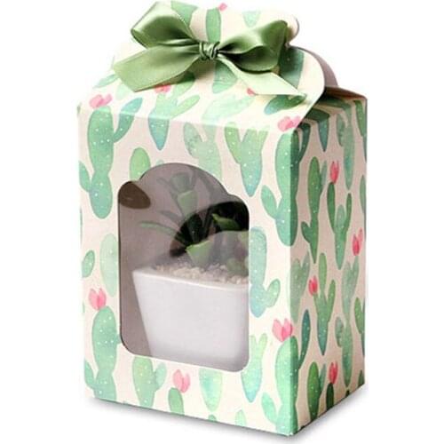 10pcs/lot Folding Paper Window Visual Toy Packaging Box Wedding Present Box PVC Window Green Color Birthday Party Gift Boxes