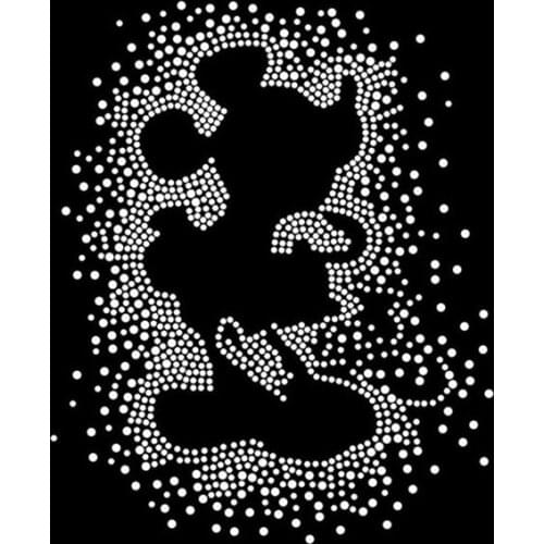 2pc/lot cartoon animal iron on applique patches hot fix rhinestone transfer motifs for shirt