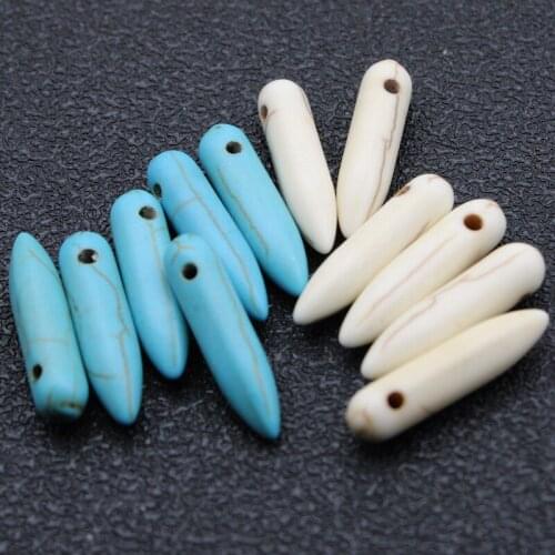 20pcs Natural Stone White Blue Turquoise Agate Necklace Pendants Charms for DIY Jewelry Making Earrings Findings Materials