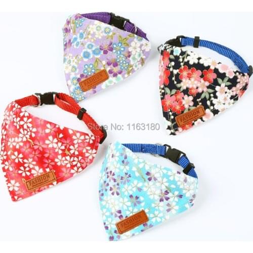 24 pcs/lot Japanese Style Dog Bandanas Cotton Washable Pet Bandanas Scarf Dog Accessories