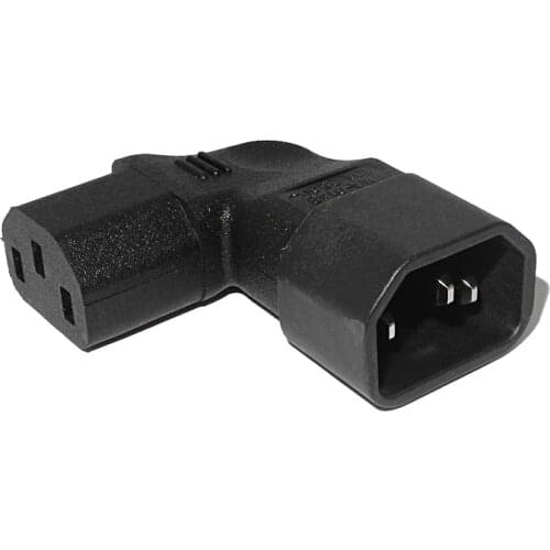3 Pin IEC Connector left Angle IEC 320 C14 Male to C13 Female PDU PSU UPS Power Extension Adapter Plug for LCD LED TV Wall Mount
