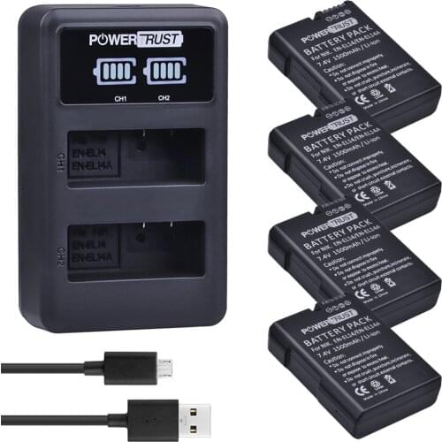 4pcs 1500mAh EN-EL14 EN EL14a EL14 Battery+LED Dual USB Charger for Nikon P7800 P7000 D5500 D5300 D5200 D3300 D5600 D3400