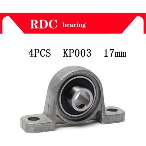 4PCS kp003 17mm caliber Zinc Alloy mounted High quality bearings KP003 UCP003 P003 insert bearing pillow block bearing housing