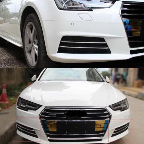 Stainless Steel Car Front Fog Light Lamp Decoration Strips Trim Cover Styling For Audi A4L 2017 4Pcs/set Accessories