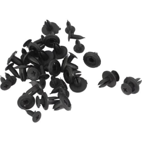 Car Bumper Fender 6mm Hole Black Plastic Rivets Fasteners 20 Pcs