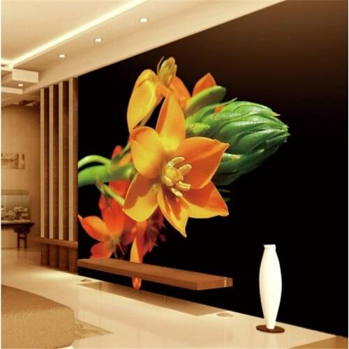 Beibehang Large Custom Wallpapers Black Floor Flowers Living Room Bedroom TV Backdrop waterproof wallpaper for bathroom