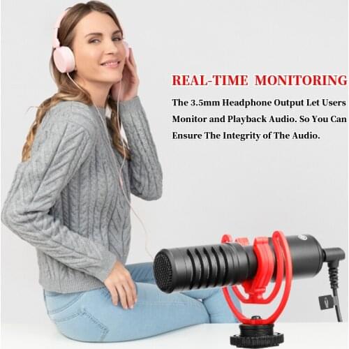 Boya BY-MM1 + Shotgun Video Microfoon Met Hedphone Output, Op-Camera Mini Opname Mic, super-Cardioid Condensator Voor Dslr