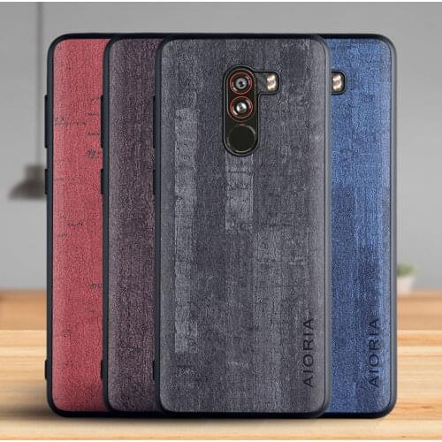 Case for Xiaomi Pocophone F1 Funda Luxury Vintage Bark pattern Leather Phone Cover for xiaomi pocopohone f1 case Coque