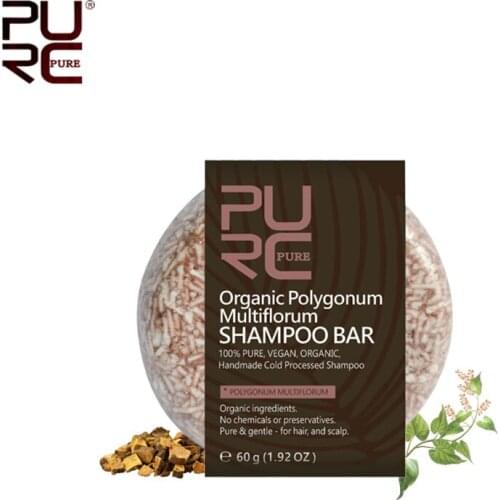 PURC Organic Polygonum Multiflorum Shampoo Bar 100% PURE handmade cold processed hair shampoo soap no chemicals or preservatives