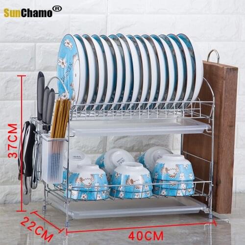 Cordial Shining Kitchen Tableware Storage Rack Thicken Anti-Rust Metal Plating Stable Home Drain Bowl Rack