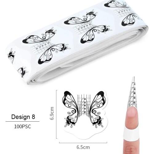 Nail Art Tools Nail Extension UV Gel Tip Extension Builder Form Tray Bee Butterfly Nail Supply Manicure Tool 100pcs