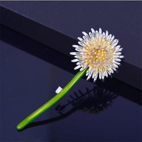 Beautiful Dandelion Flower Enamel Pins Copper Jewelry Party Brooches Pins For Women Men Clothes Scarf Accessories Christmas Gift