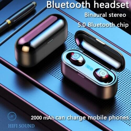 F9 TWS Wireless Earphone Bluetooth V5.0 Headphone Sports Headset airdots LED Display With 2000mAh Power Bank Microphone