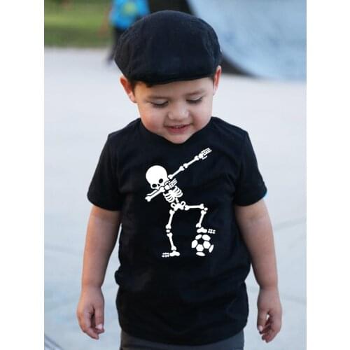 Dabbing Skeleton Football Print Kids Tshirt Summer Fashion Children Clothes Short Sleeved Toddler Boys Girls T-shirts Outfits