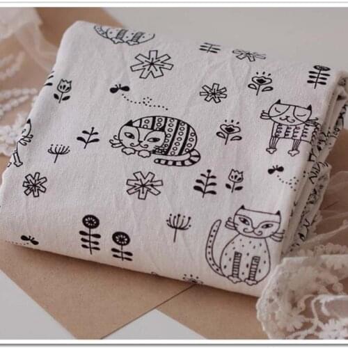 50x150cm Cotton Black Cat Fabric Cloth DIY Handmade Sewing Patchwork Sofa Pillow Cover Curtain Tablecloth Table Runner Bag