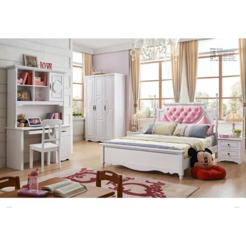 JLMF823 Ash solid wood children bedroom furniture set health Environmentally friendly children bed wardrobe desk bedside table