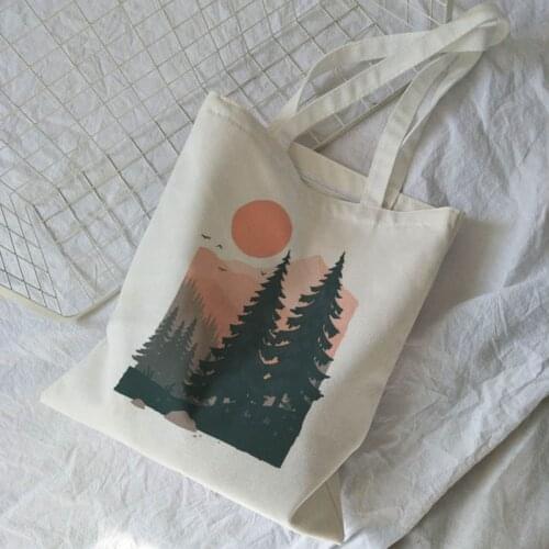 Korea Ulzzang Womens Canvas Bag Harajuku Ins Casual Fashion Large Capacity Zipper Shopping Bag Cartoon Vintage Shoulder Bags