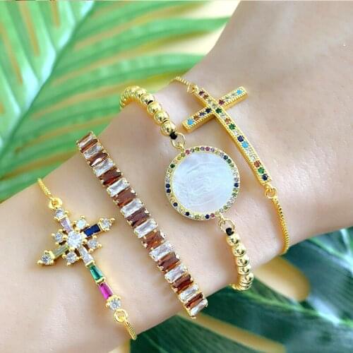Hot Gold Zirconia Bracelet&bangle Womens Rainbow CZ Bracelet Luxury Heart Evil Eye Snake Chain Bracelet Adjustable