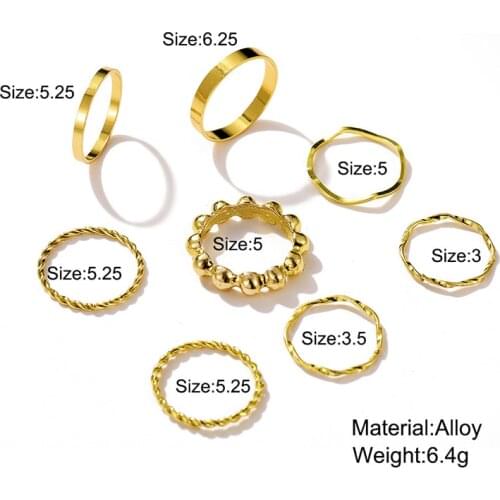 Punk Gold Round Hollow Geometric Rings Set for Women Girls Fashion Twist Open Joint Ring 2021 Female Jewelry Gift