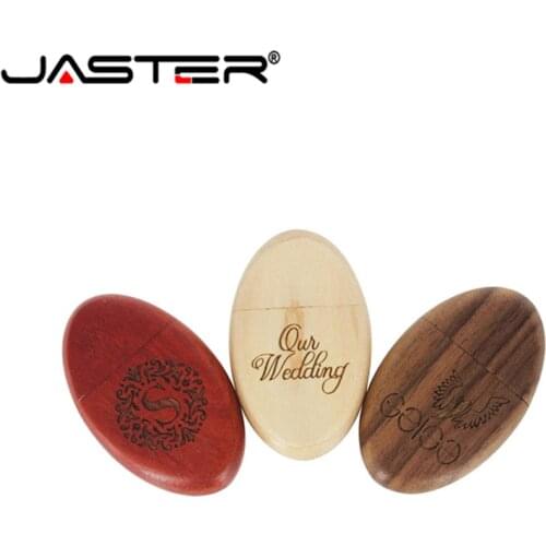 JASTER DIY custom logo new walnut round body USB 2.0 Flash Drive Pen Drive